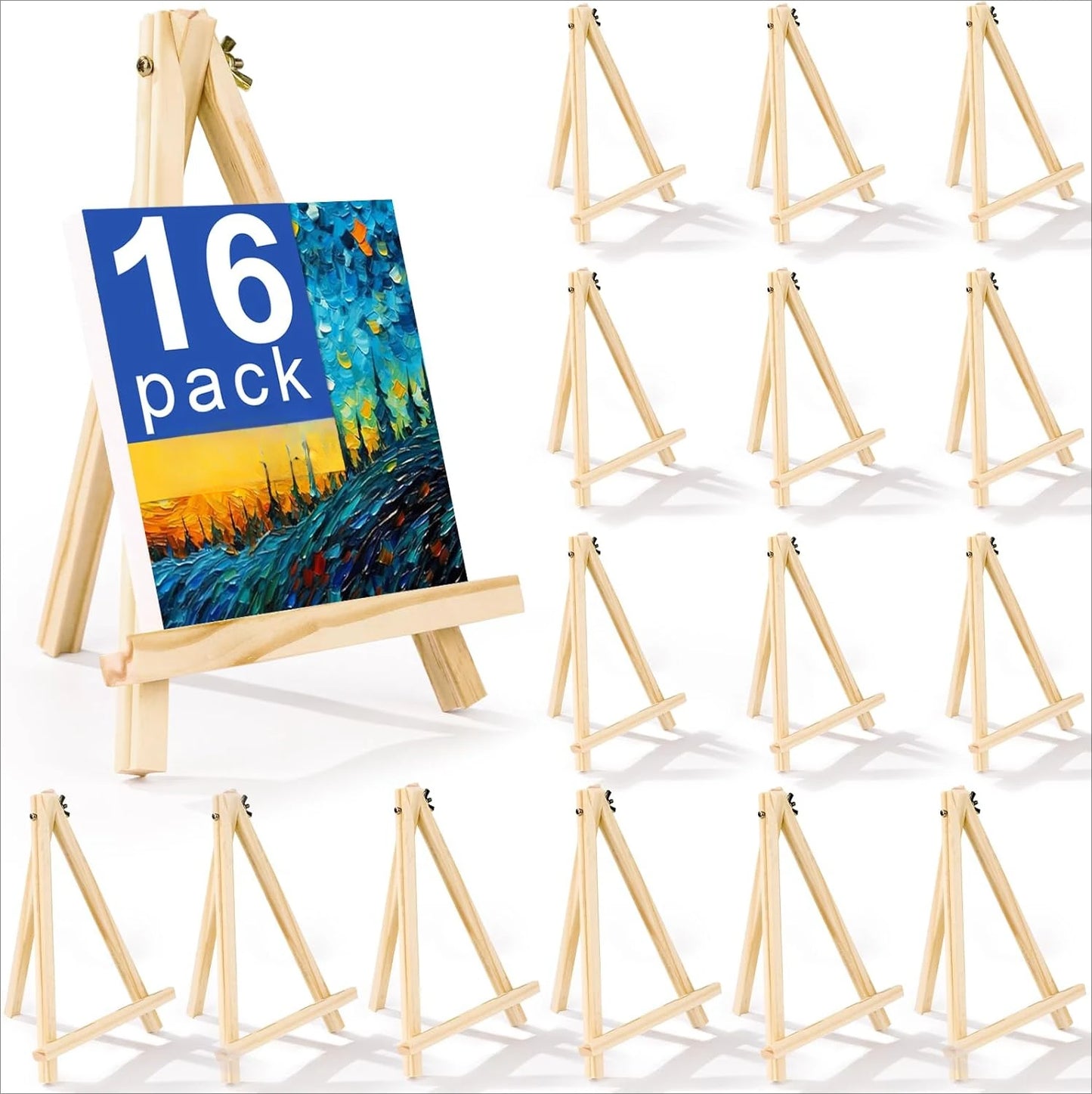 4 packs of 9-inch wooden easels, easel holders for painting canvases