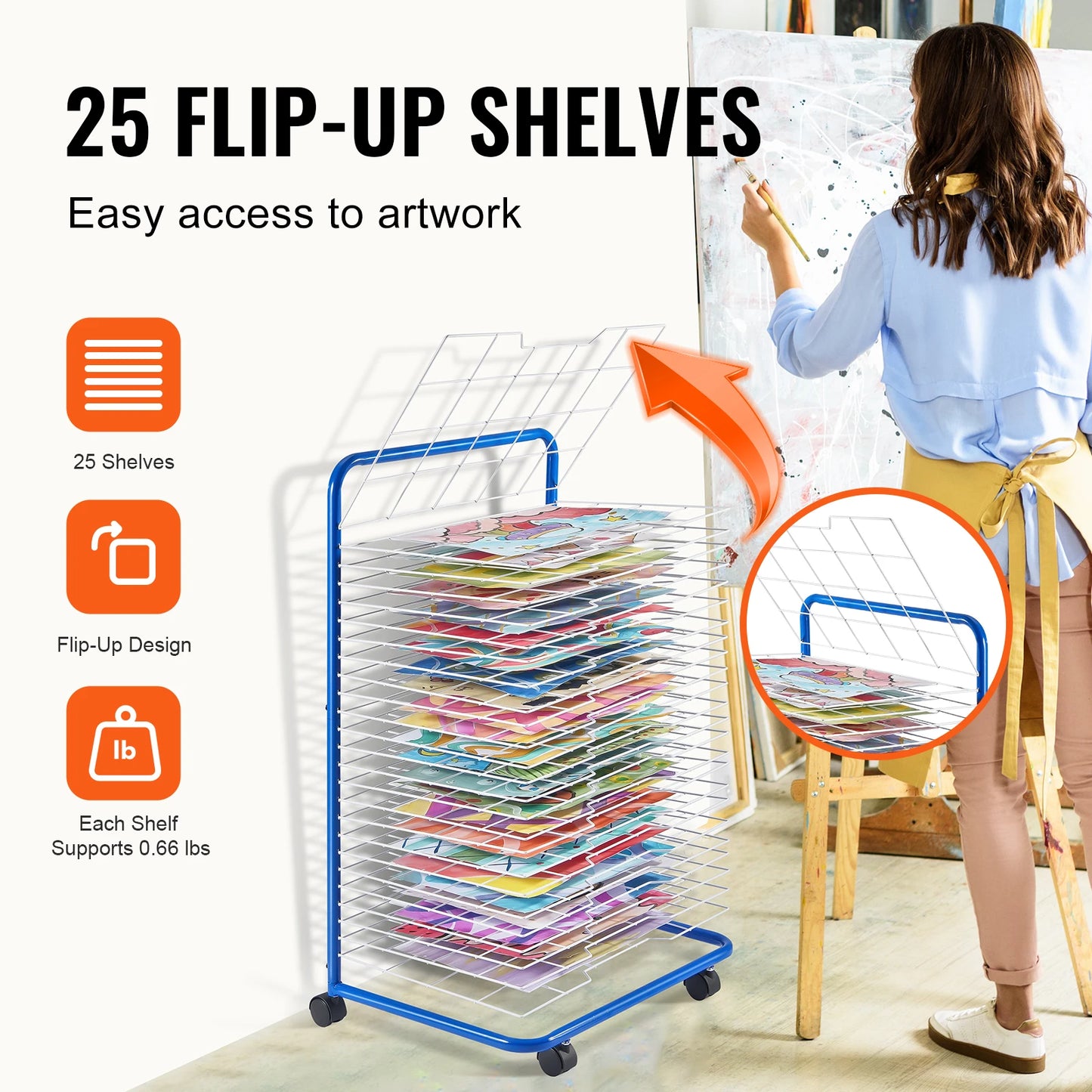 SucceBuy Art Drying Rack 25 Removable Shelves Paint Drying Rack