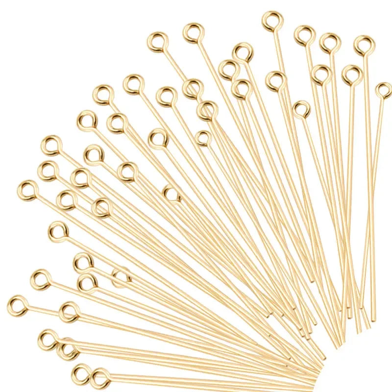 50PCS/100PCS Stainless Steel Eye Head Pins Gold Color Beads Needle Connector For Jewelry Making DIY Accessories Supplies