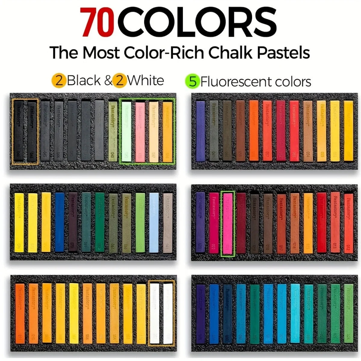Fantastory 72 Colors Long Soft Chalk Pastels Set, Non-Toxic Soft Pastels for Artist