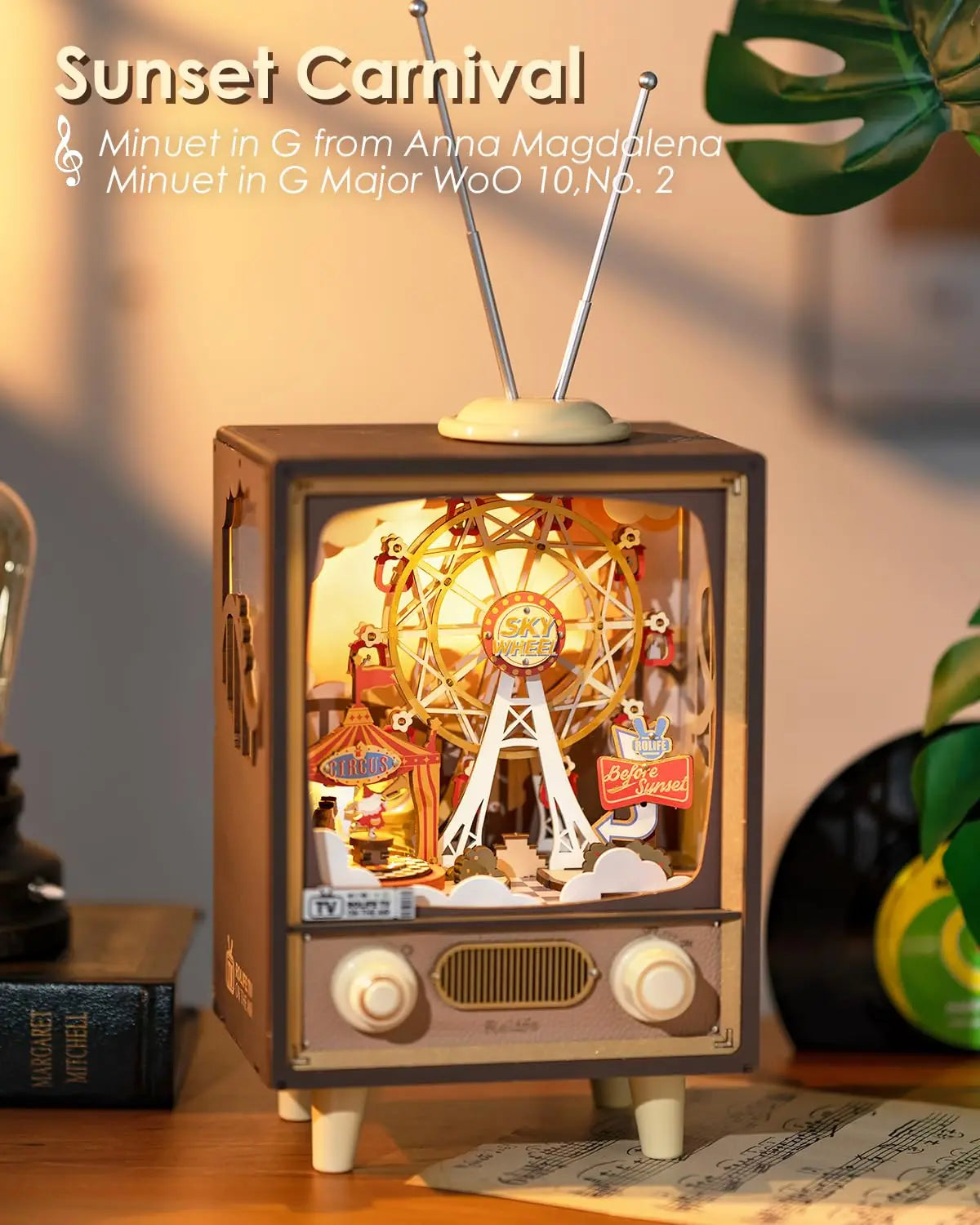 Sunset Carnival Music Boxes with Lights Ferris Wheel Home Decoration