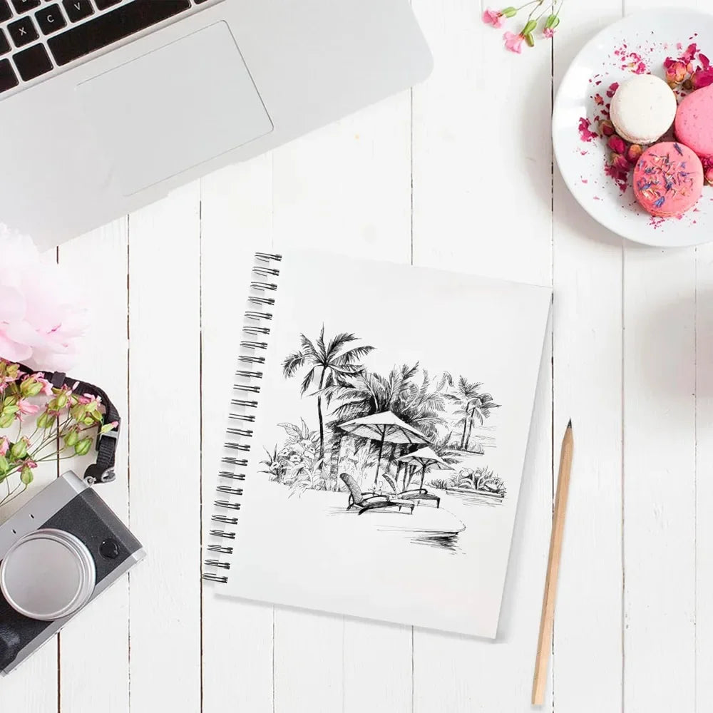 Sketchbook Hardcover – 200GSM Very Thick Paper – Spiral Sketchbook for Painting and Mixed Media