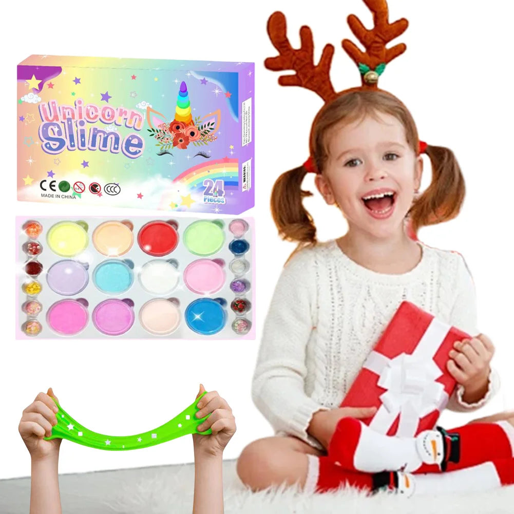 Slime Advent Calendar 2024 Christmas Advent Calendar DIY Slime Kit Xmas Countdown Calendar Christmas Gift for Kids