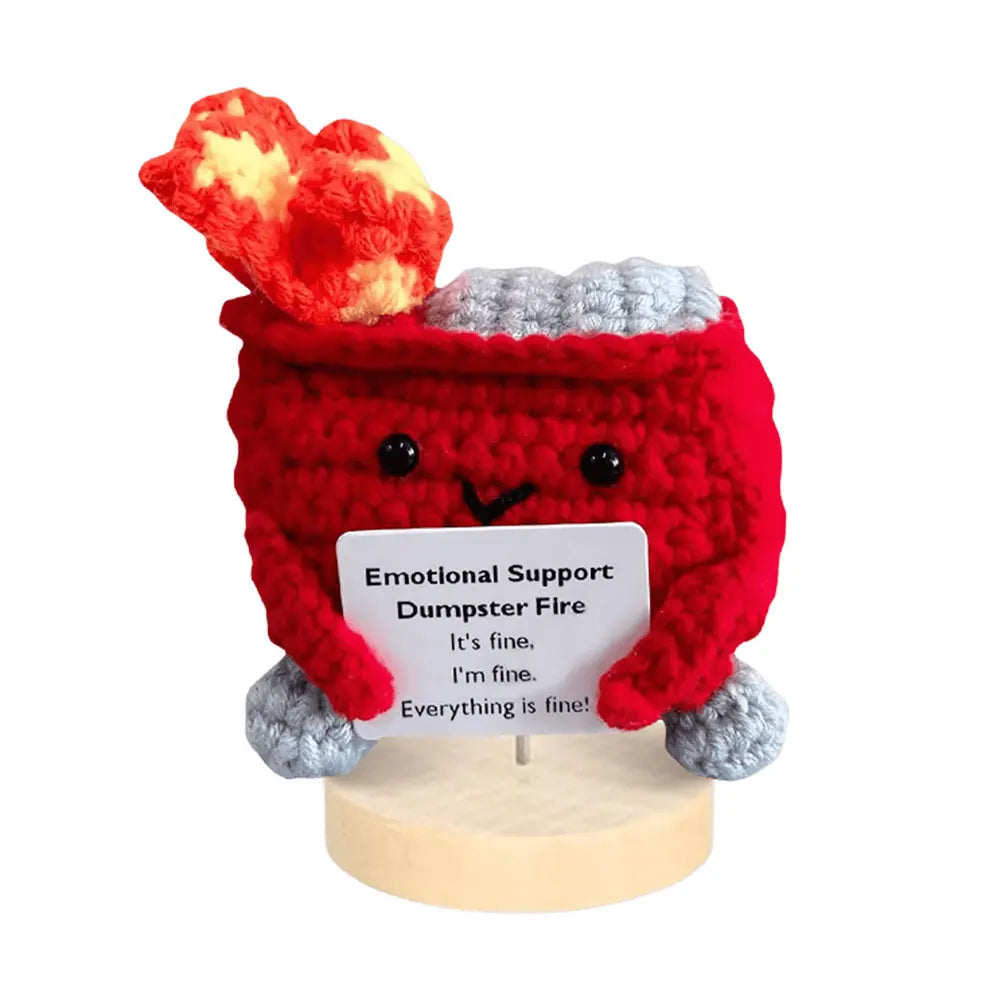 Emotional Support Dumpster Fire Positive Crochet Dumpster Fire Crochet Trash Can Fire Funny Gifts for Friends Coworker